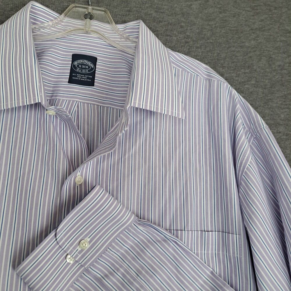 Brooks Brothers Shirt Mens‎ 19 38/39 Purple Striped Supima Cotton Button Down